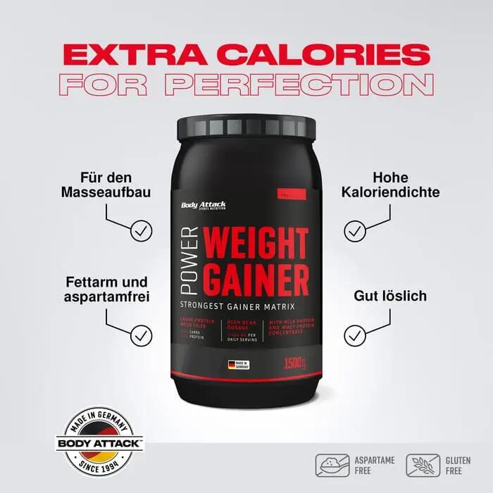 Power Weight Gainer Erdbeere 1500 g, fettarm & aspartamfrei 2/7