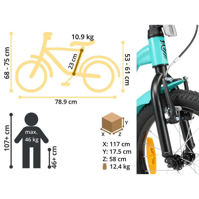 Vélo enfant 16 pouces à partir de 4 - 6 ans, VTC Sport