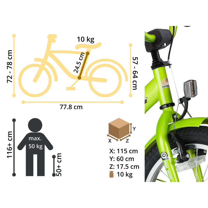 Vélo enfant 16 pouces à partir de 4 - 6 ans, VTC Classic