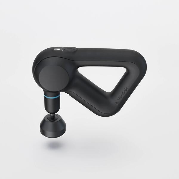 Black handheld percussion massage gun