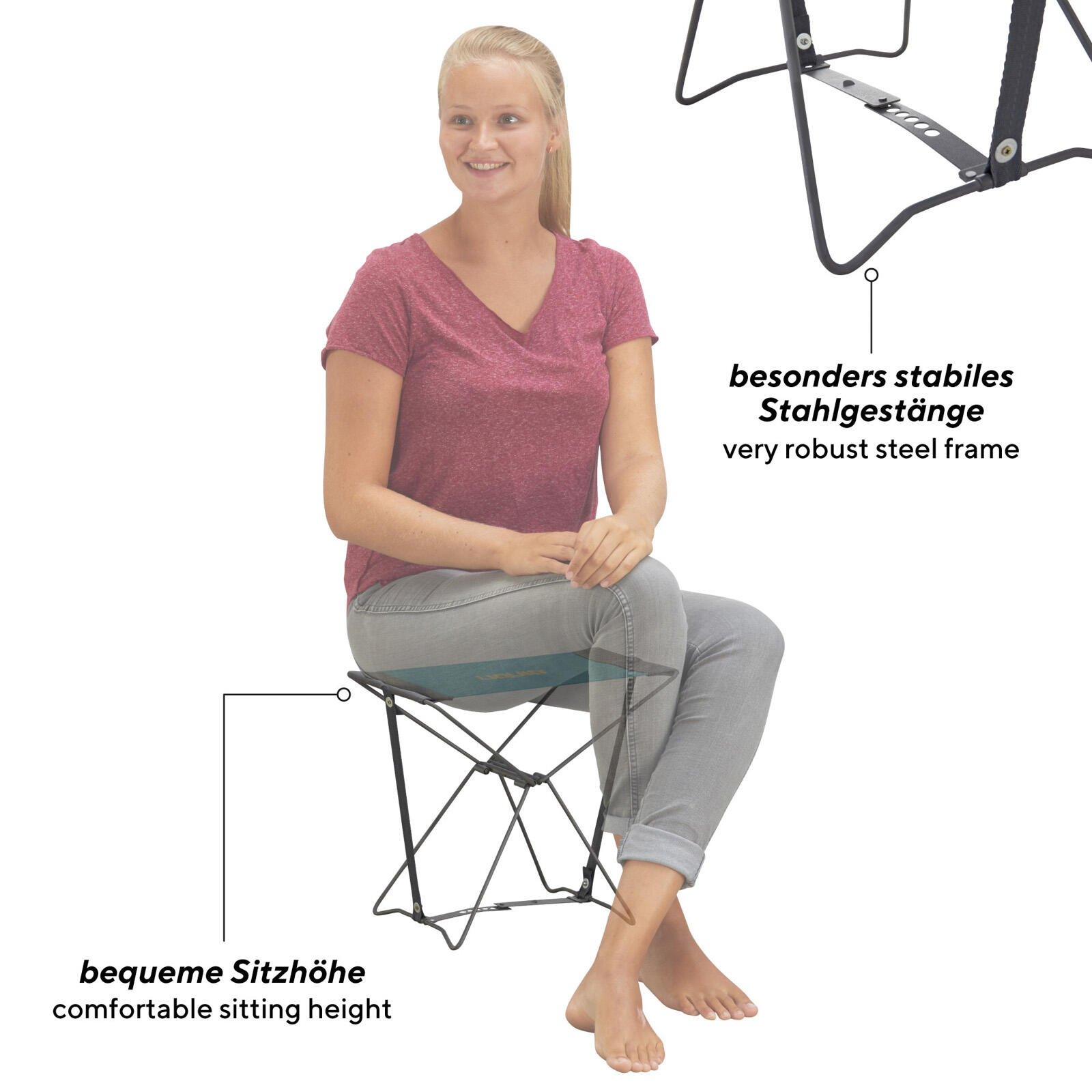 Jiavlyx Mini Campinghocker Faltbar - 30x30x30cm Nur 102kg Belastbar