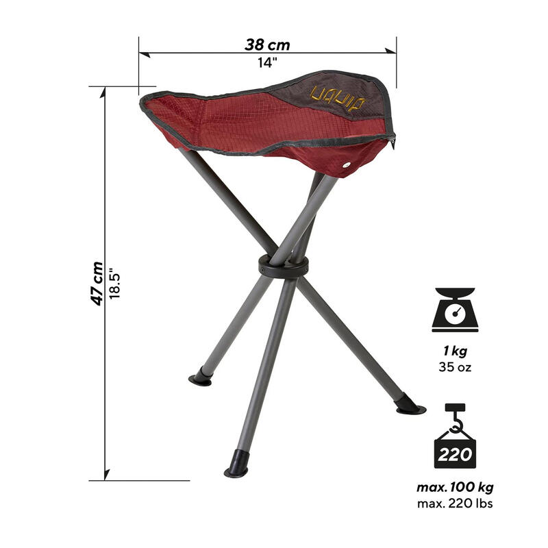 Tabouret à trois pieds Darcy XL de camping pliable léger en acier 100kg