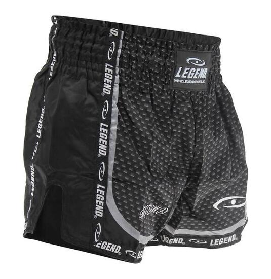 Short Kick Boxing Enfant/Adulte Carbone Noir Satiné