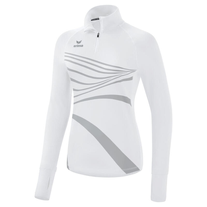Tricou alergare Erima Racing cu mânecă lungă, alb - material funcțional