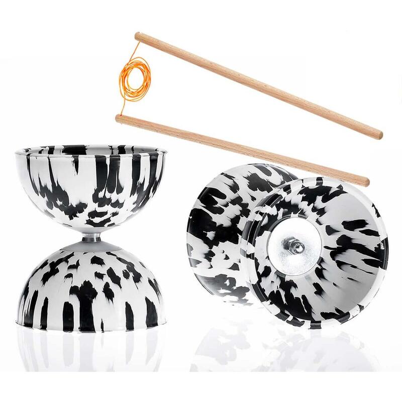 Diabolo Arlequin Cirkao ø 100 - Wit / Zwart + houten stokjes