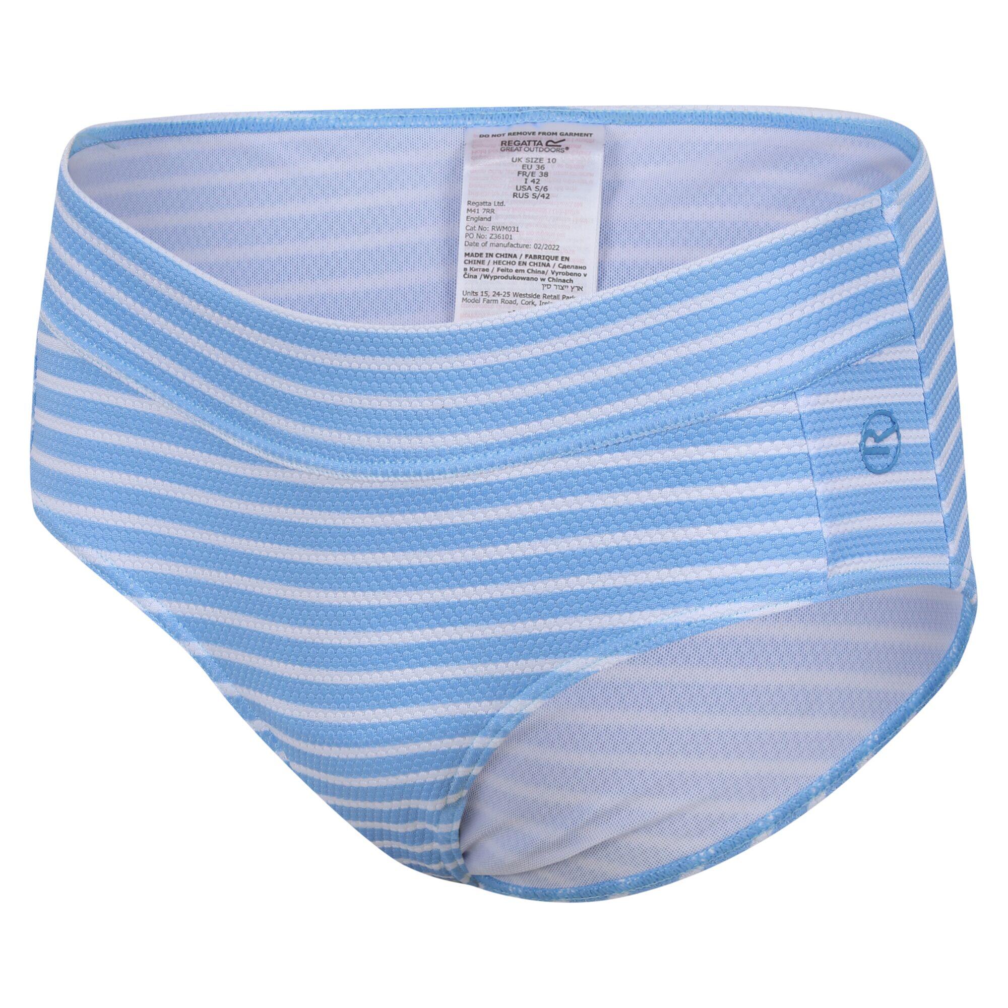 Womens/Ladies Paloma Stripe Textured Bikini Bottoms (Elysium Blue/White) 3/5