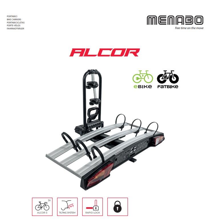 Porta Bici per Gancio Traino auto ALCOR 3 per 3 Bici o 2 Fat Bike o E-Bike 2/8