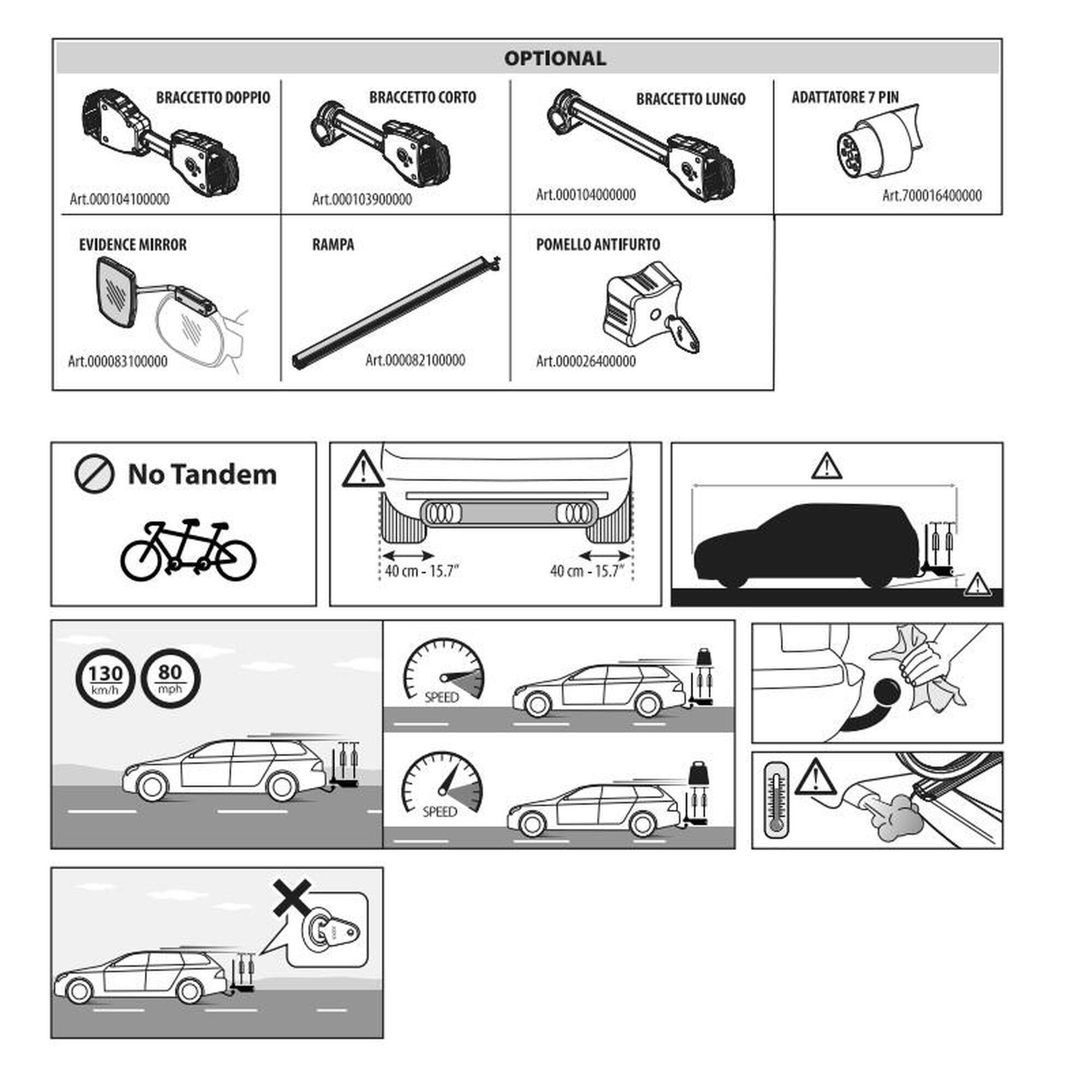 Porta Bici per Gancio Traino auto ALCOR 2 per 2 Bici, Fat Bike o E-Bike