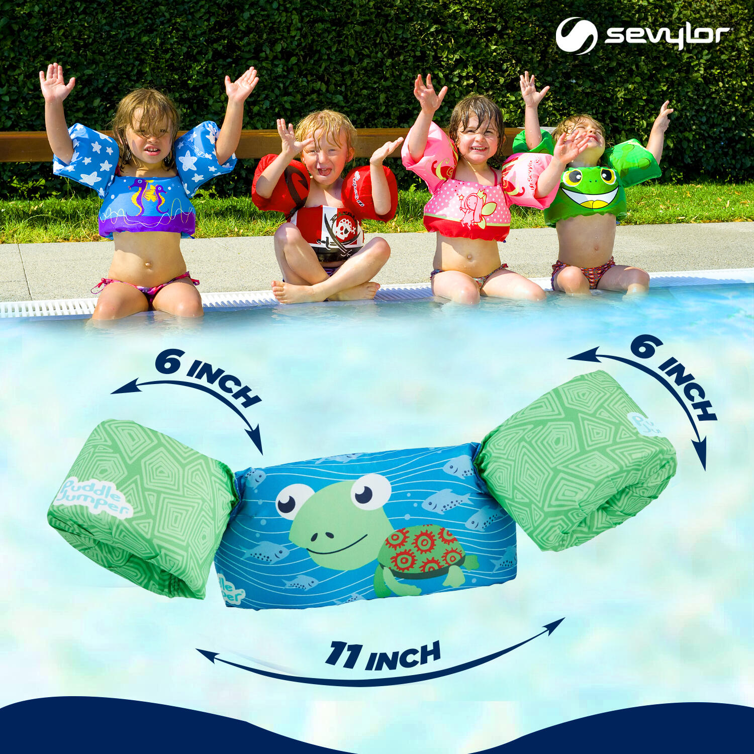 Kids Puddle Jumper Swim Adjustable Pool Armband & Waistband, 2 to 6 Year l 15 to 30 Kg, Green