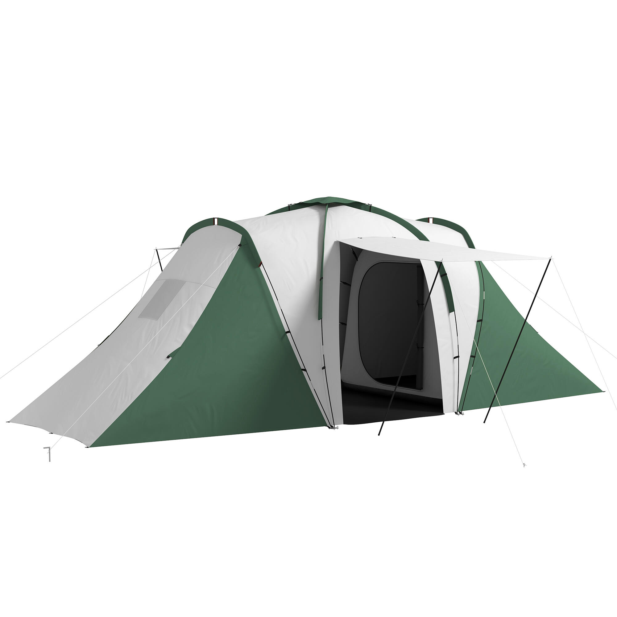 Tenda de campismo familiar cinza e verde Outsunny