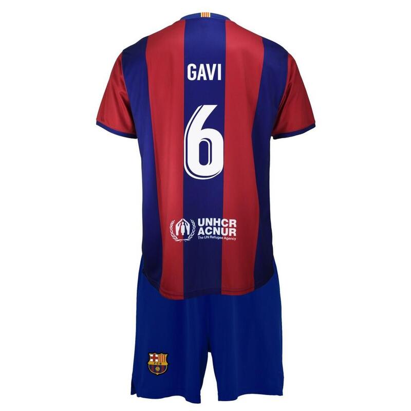 Conjunto Fútbol FC Barcelona 1ª Equipación Réplica Oficial Con Gavi.