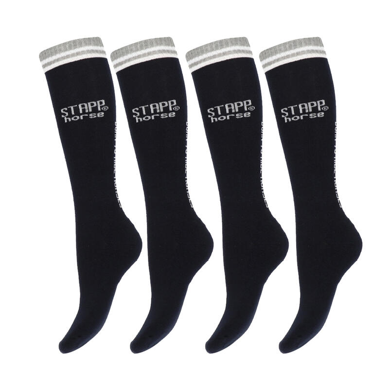 Chaussettes d'équitation, lot de 4 Born To Ride Horses Marine