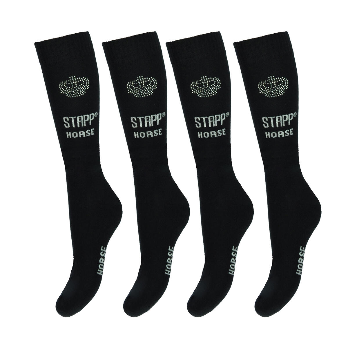 STAPP HORSE Paardrijsokken 4-pack Kroon Strass Zwart / Zilver
