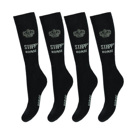 Reitsocken 4er-Pack Krone Strass Rosa / Silber