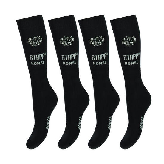 Reitsocken 4er-Pack Krone Strass Rosa / Silber