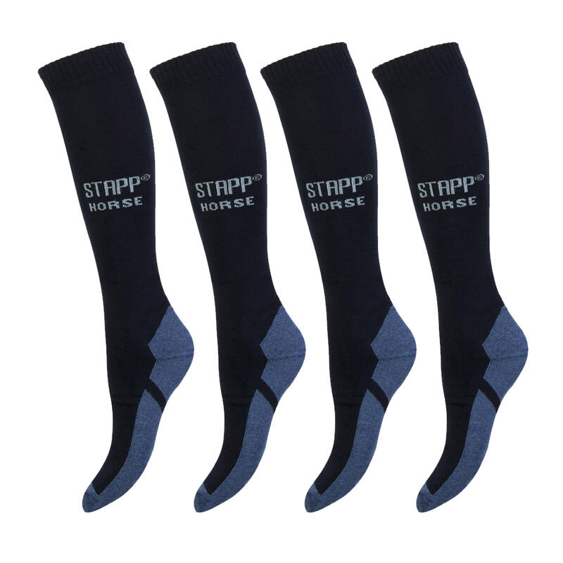 Chaussettes d'équitation, lot de 4 Uni Marine