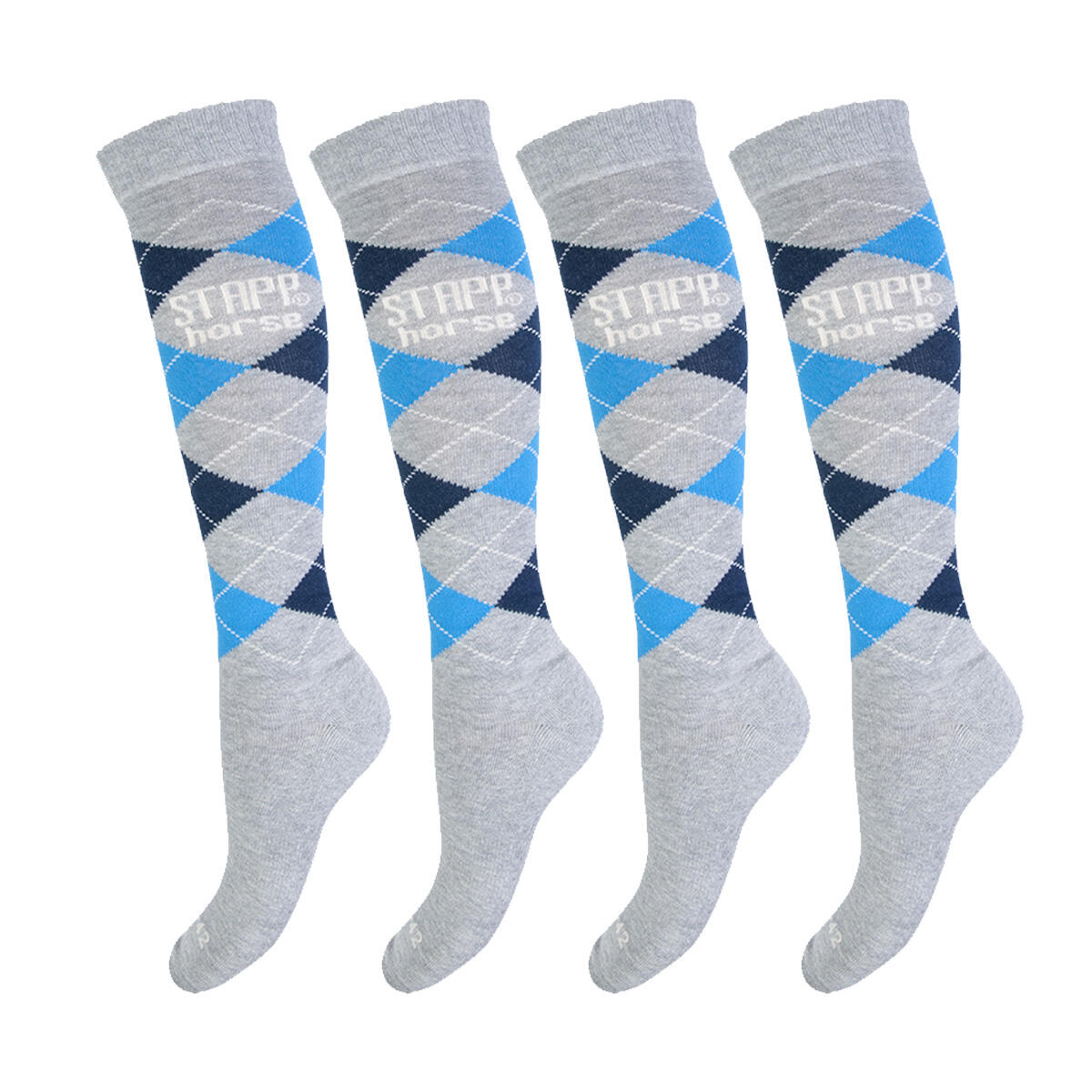 STAPP HORSE Paardrijsokken 4-pack Ruit Grijs / Marine / Blauw