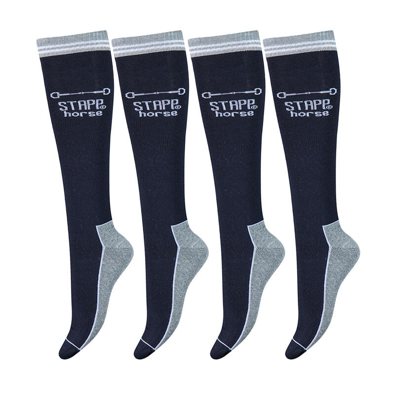 Chaussettes d'équitation, lot de 4 Horse Bit Marine