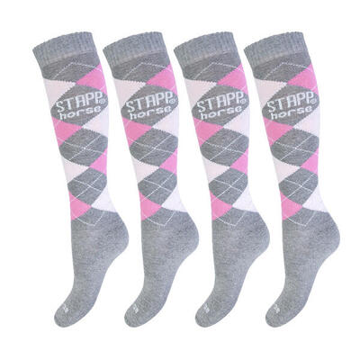 Reitsocken 4er-Pack Karo Marine/Hellblau/Jeans
