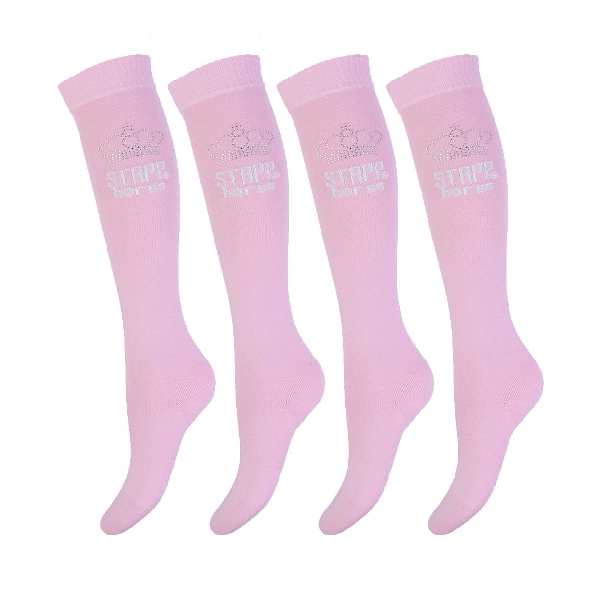 STAPP HORSE Paardrijsokken 4-pack Kroon Strass Roze / Zilver