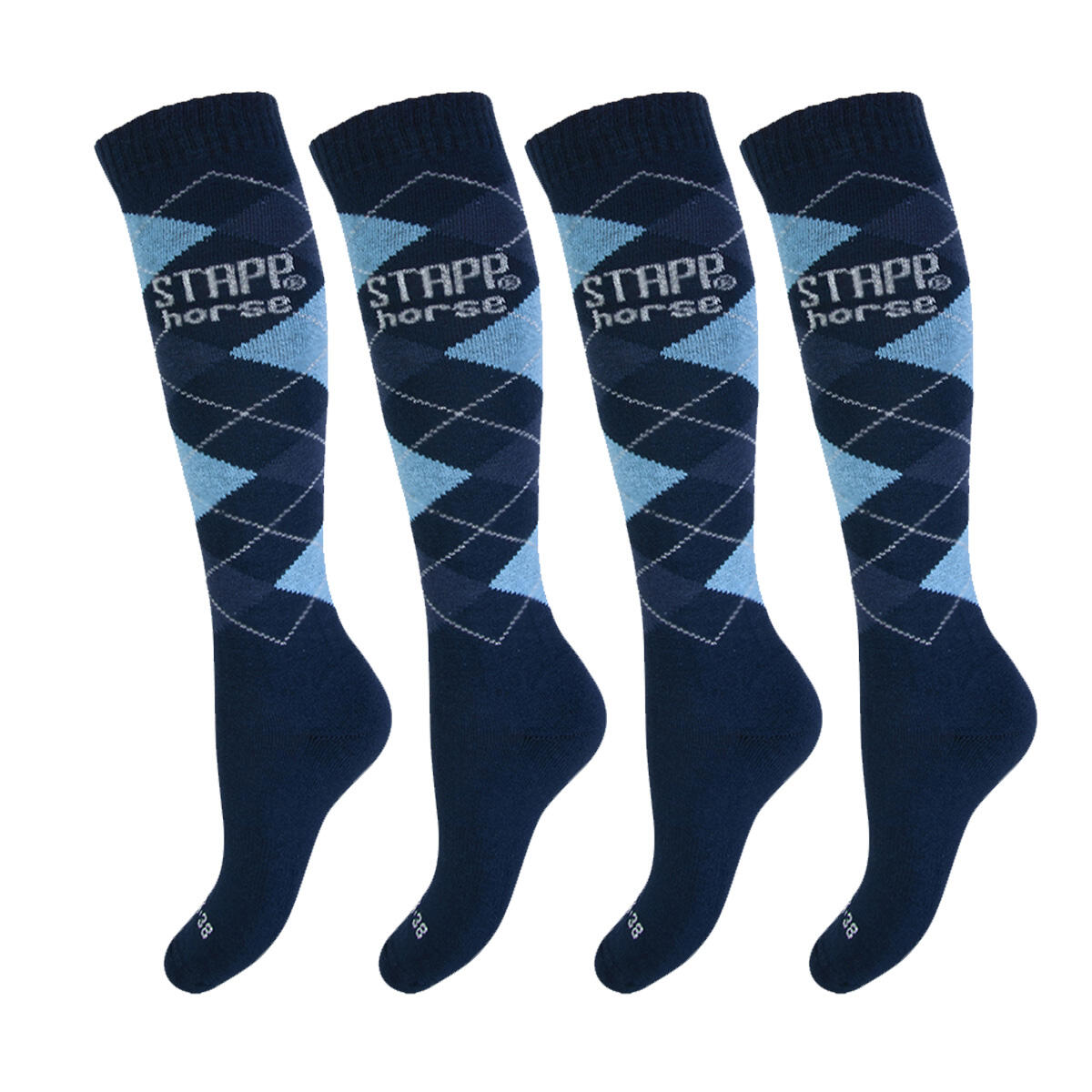 STAPP HORSE Paardrijsokken 4-pack Ruit Marine / Lichtblauw / Jeans