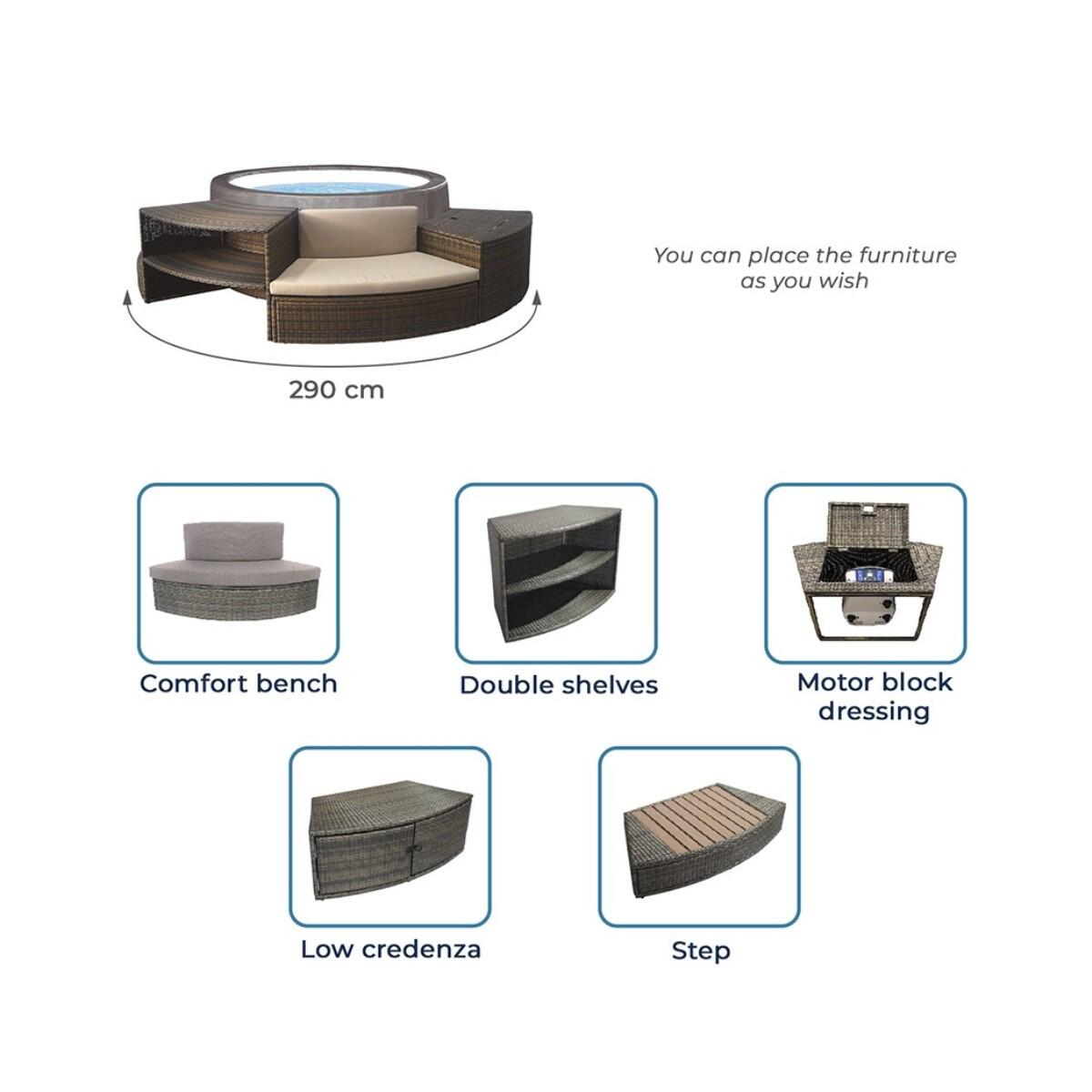 Spa Semi-rigide Vita Premium avec Mobilier x 5 - 184 x 73 cm - 5 personnes 3/7