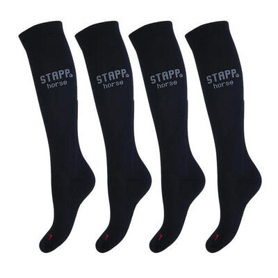 Reitsocken 4er-Pack Compression Schwarz/Grau
