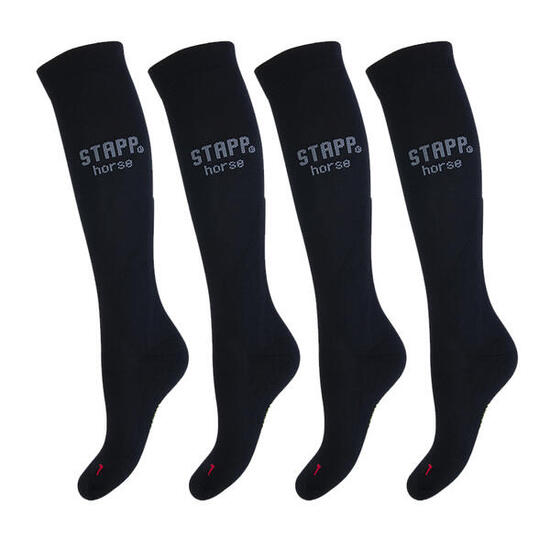 Reitsocken 4er-Pack Compression Schwarz/Grau