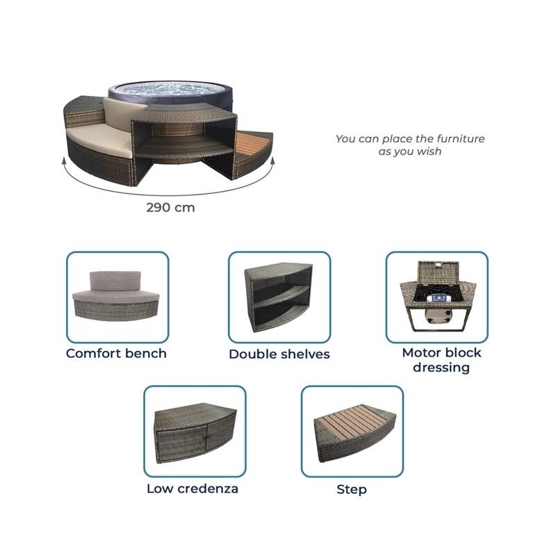 Spa semi-rigid Vita cu mobilier - 290 x 70 cm - 4 persoane