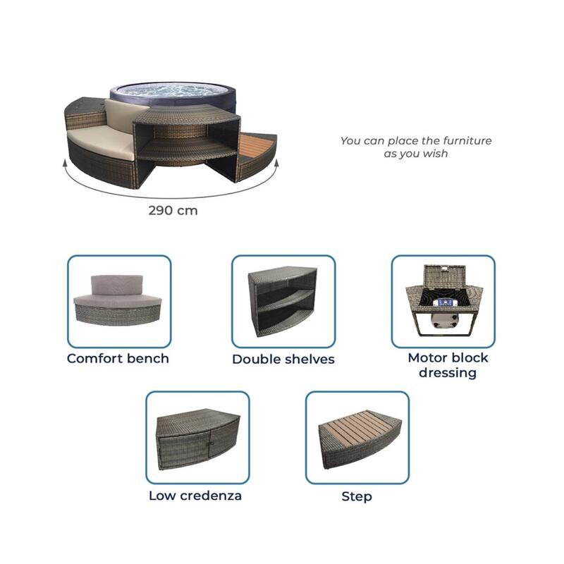 Vita félmerev medence bútorokkal - 290cm - 4 fő részére