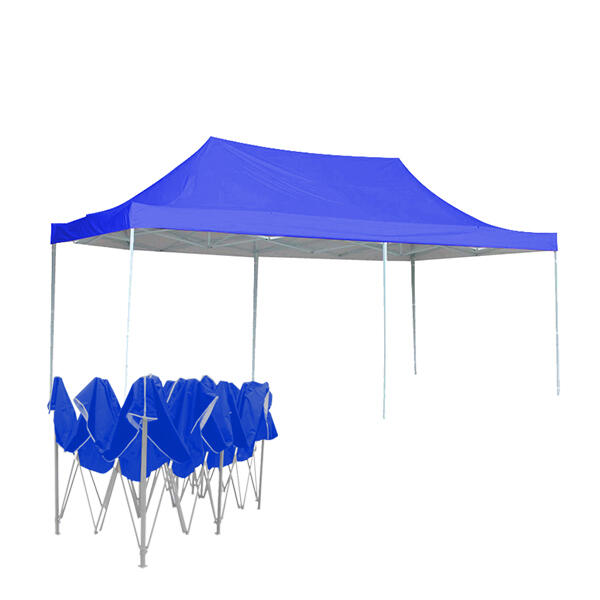 2,9x4,25 méteres összecsukható pavilon kempingezéshez hordtáskával, kék