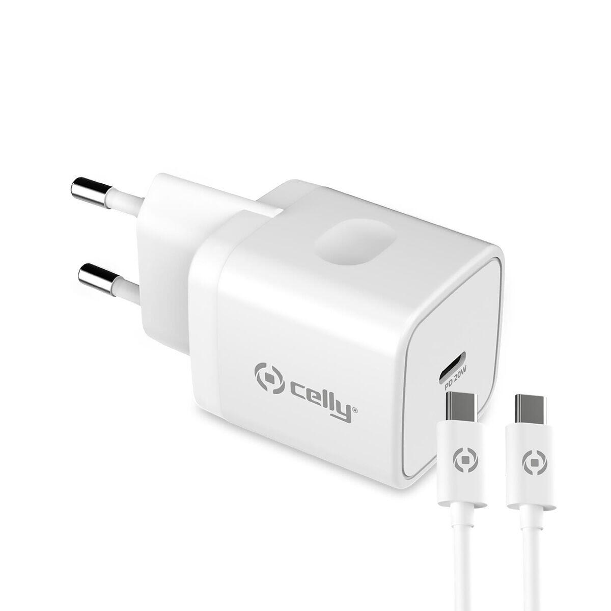 Caricabatterie da Parete + Cavo USB-C Bianco |  Celly