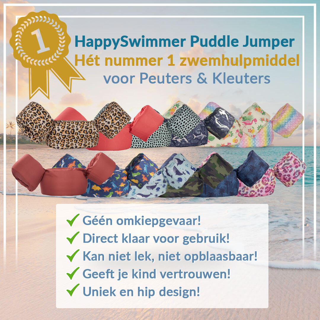 HappySwimmer® - Puddle jumper zwembandjes/zwemvest Cheetah print 6/6