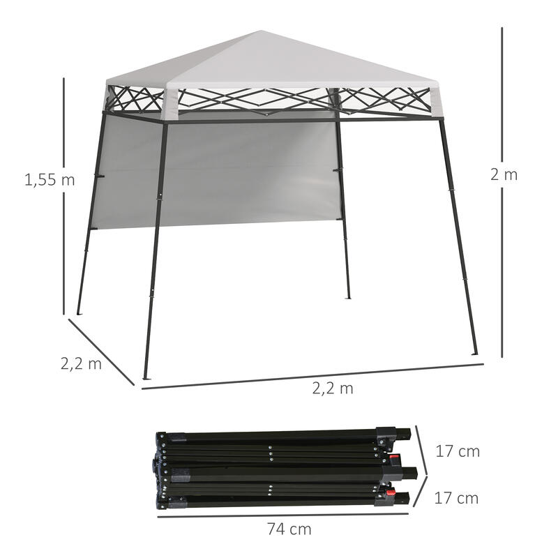 Carpa para eventos deportivos Outsunny 220x220x200 cm Blanco