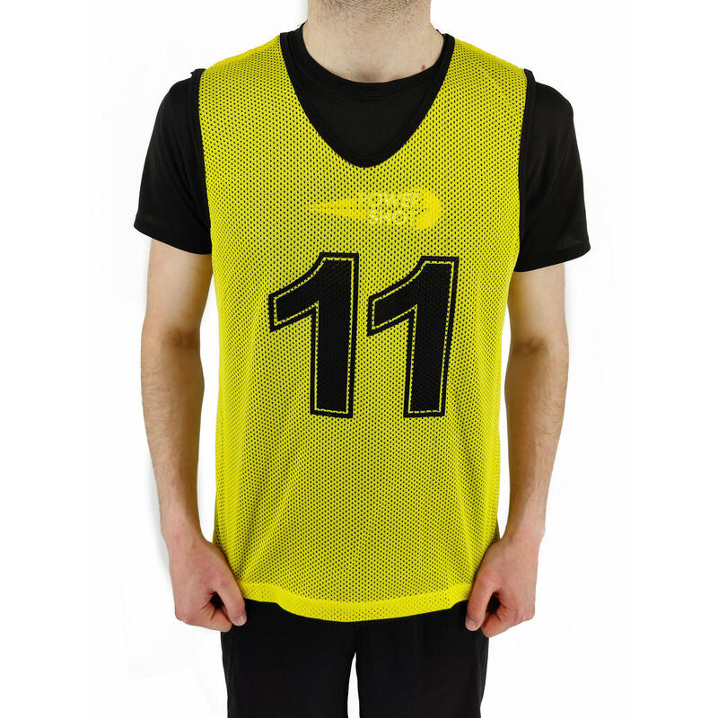 Kit de 11 Chasubles numérotés de 1 à 11  - Jaune - Adulte