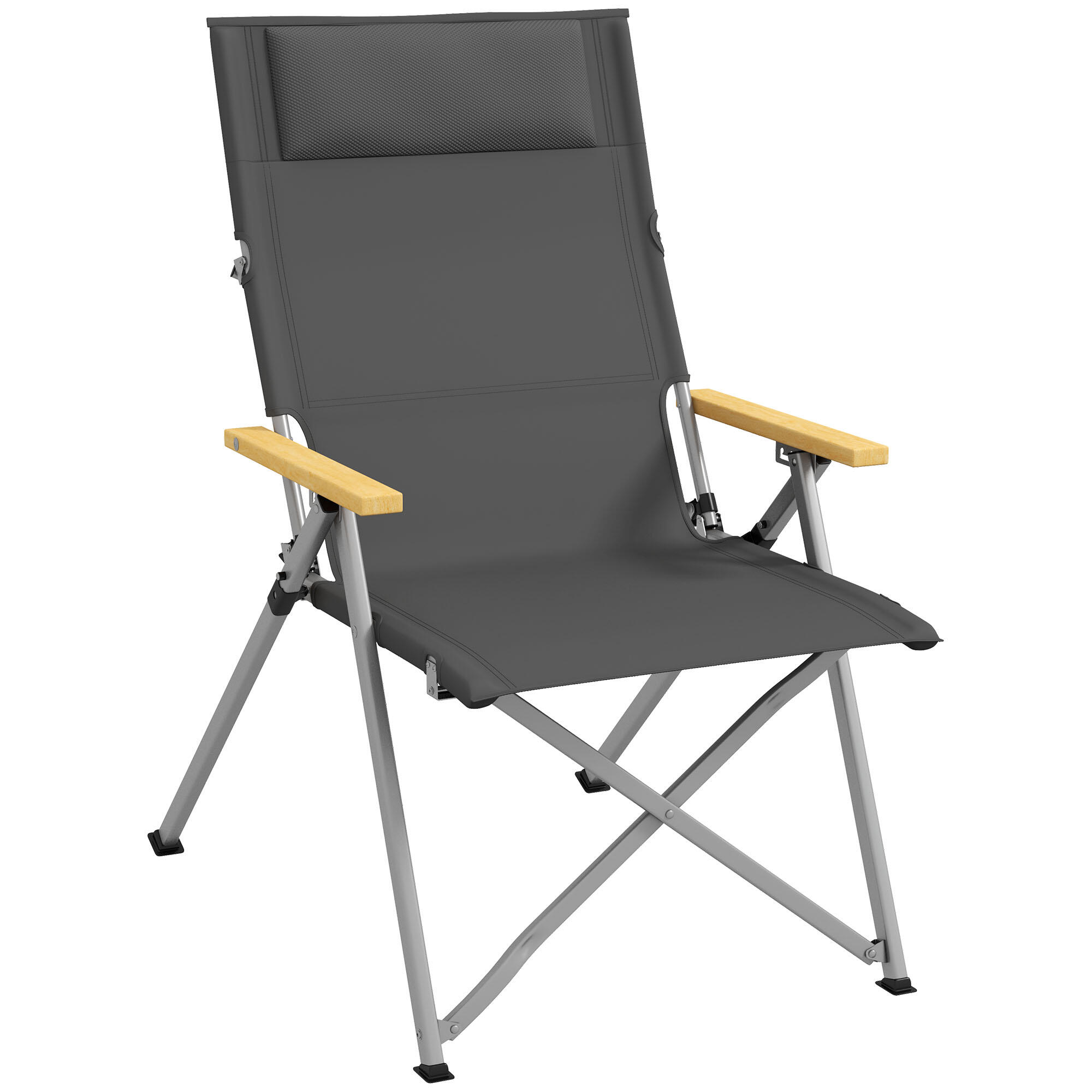 OUTSUNNY Outsunny Sedia da Campeggio Pieghevole, 74x59.5x98 cm, Grigio e Argento