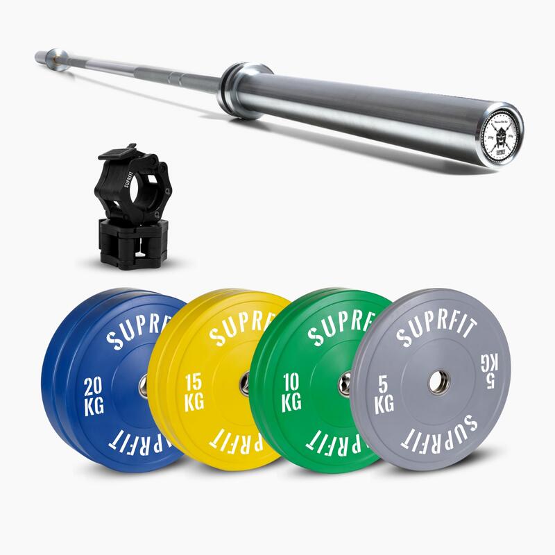 Colored White Logo Weightlifting Intermediate Set Warrior Elite Bar Chrome