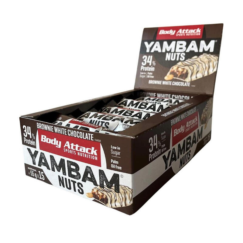 Boîte Yambam nuts bar (15x55g) | Brownie Chocolat Blanc