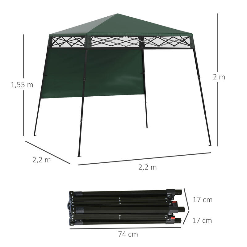 Carpa para eventos deportivos Outsunny 220x220x200 cm Verde