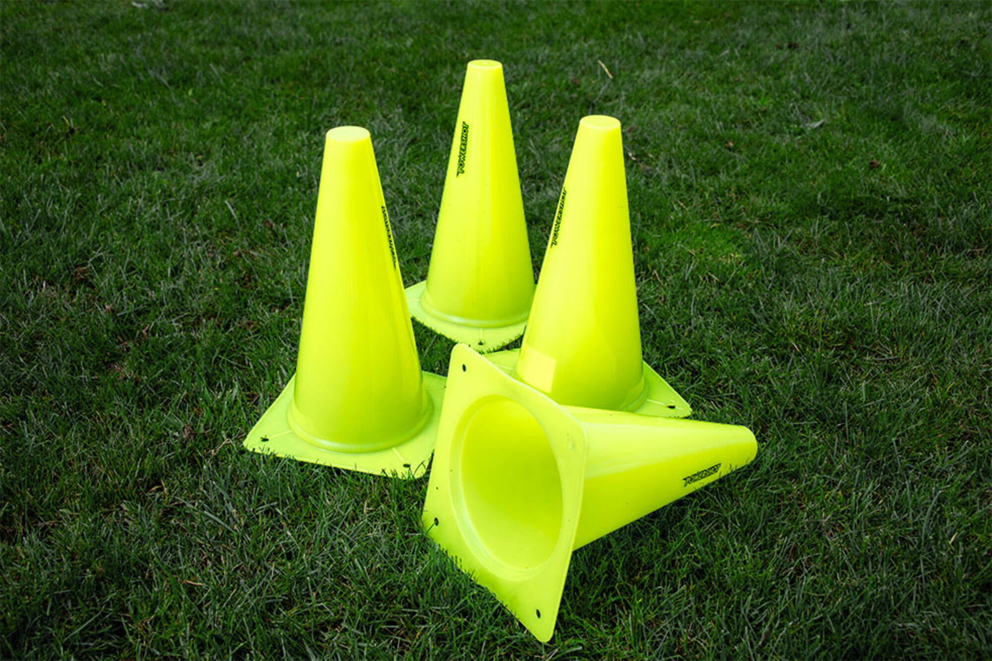 Confezione da 4 coni di demarcazione flessibili - 30 cm - Giallo fluorescente 2/3