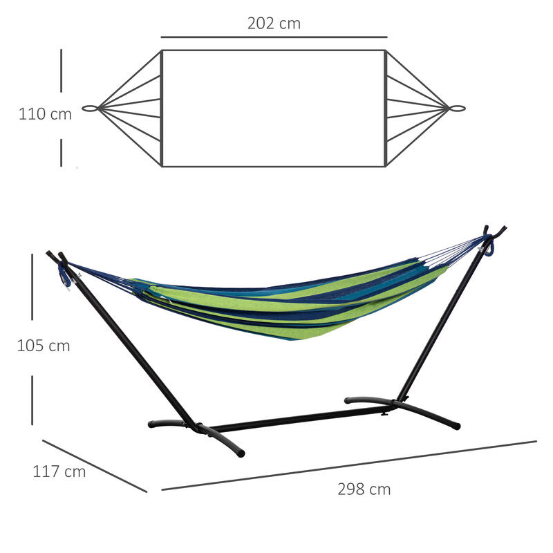 Cama rede com suporte verde e azul Outsunny