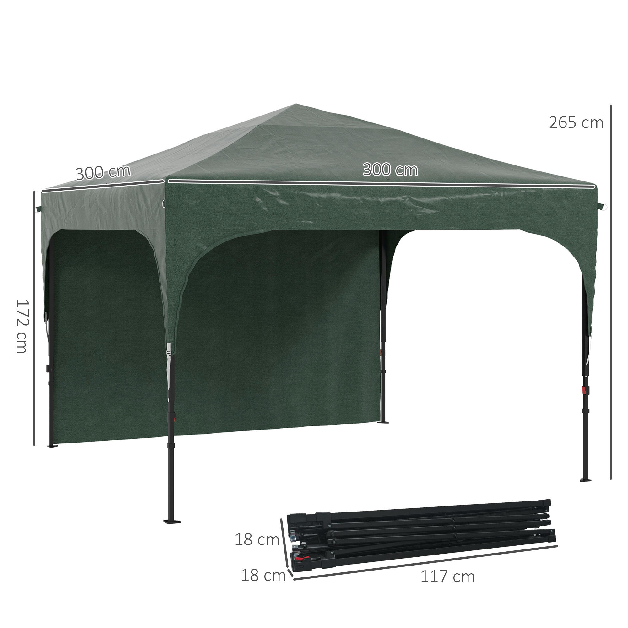 Tenda dobrável 300x300x265 cm verde Outsunny 3/7