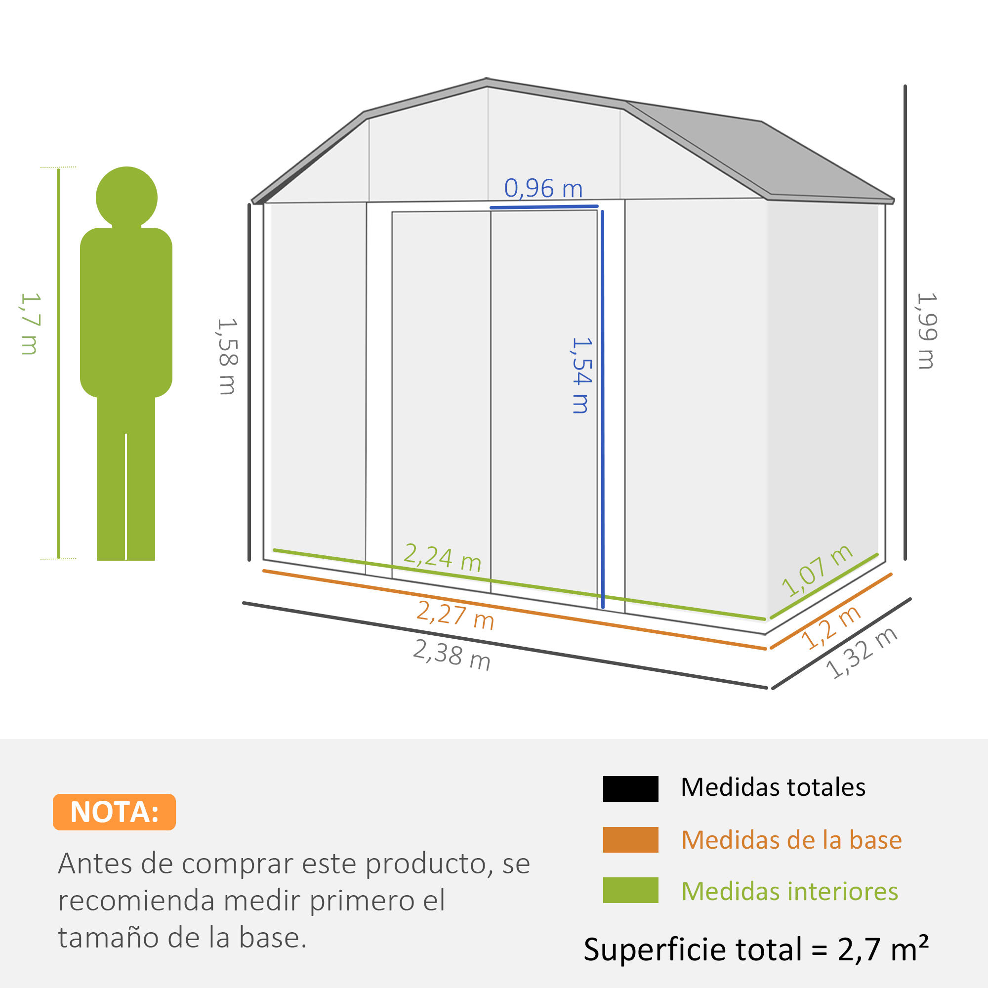 Abrigo de exterior 238x132x198.5 cm cinza escuro/cinza de carvão Outsunny 3/7