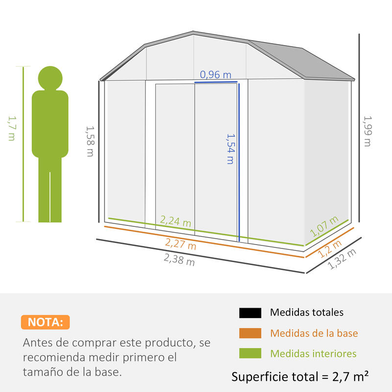 Abrigo de exterior 238x132x198.5 cm cinza escuro/cinza de carvão Outsunny