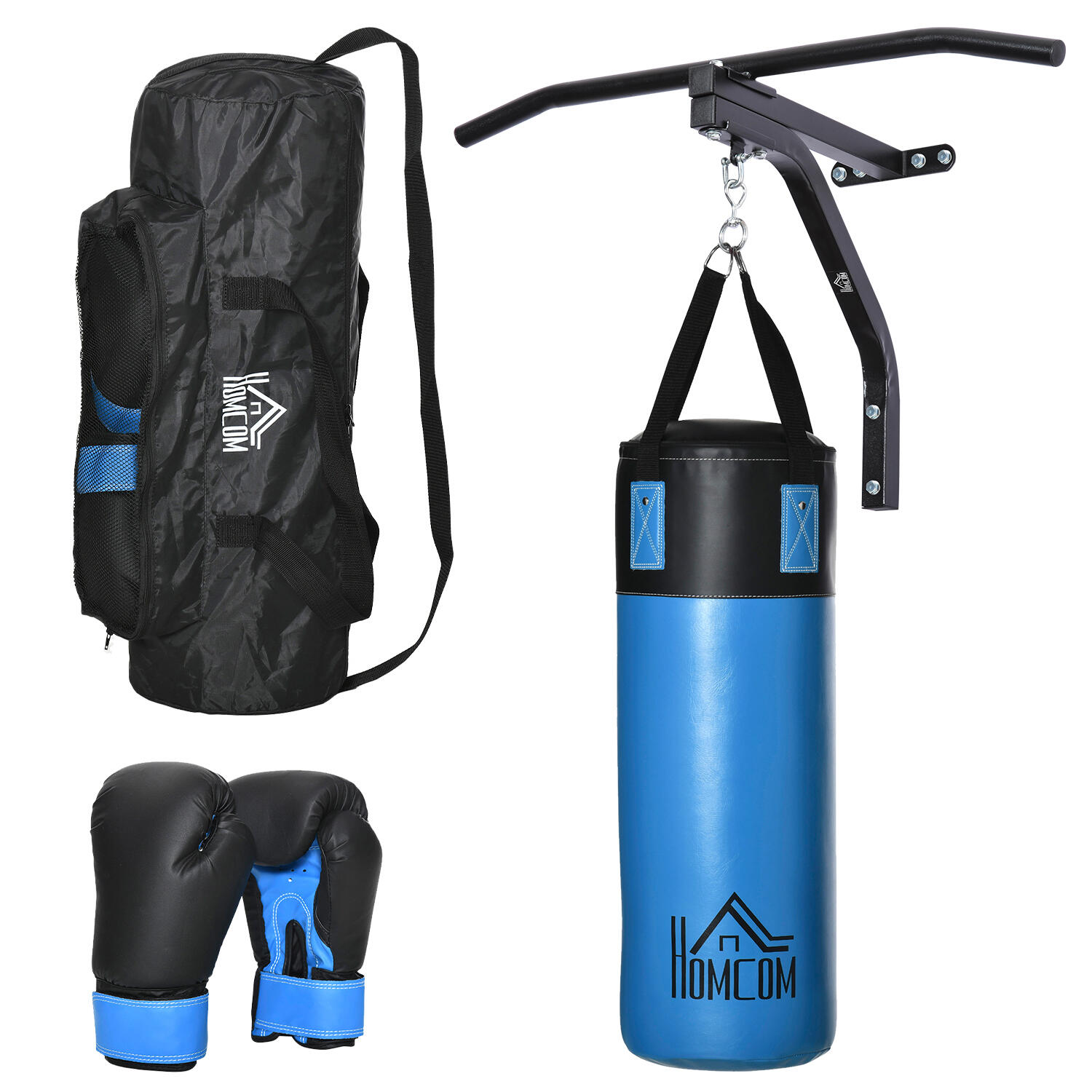 HOMCOM Saco de boxe e suporte HOMCOM ø25x102 cm azul e preto