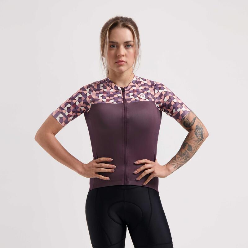 Maillot Vélo Route Manches Courtes Femme Essential Graphic