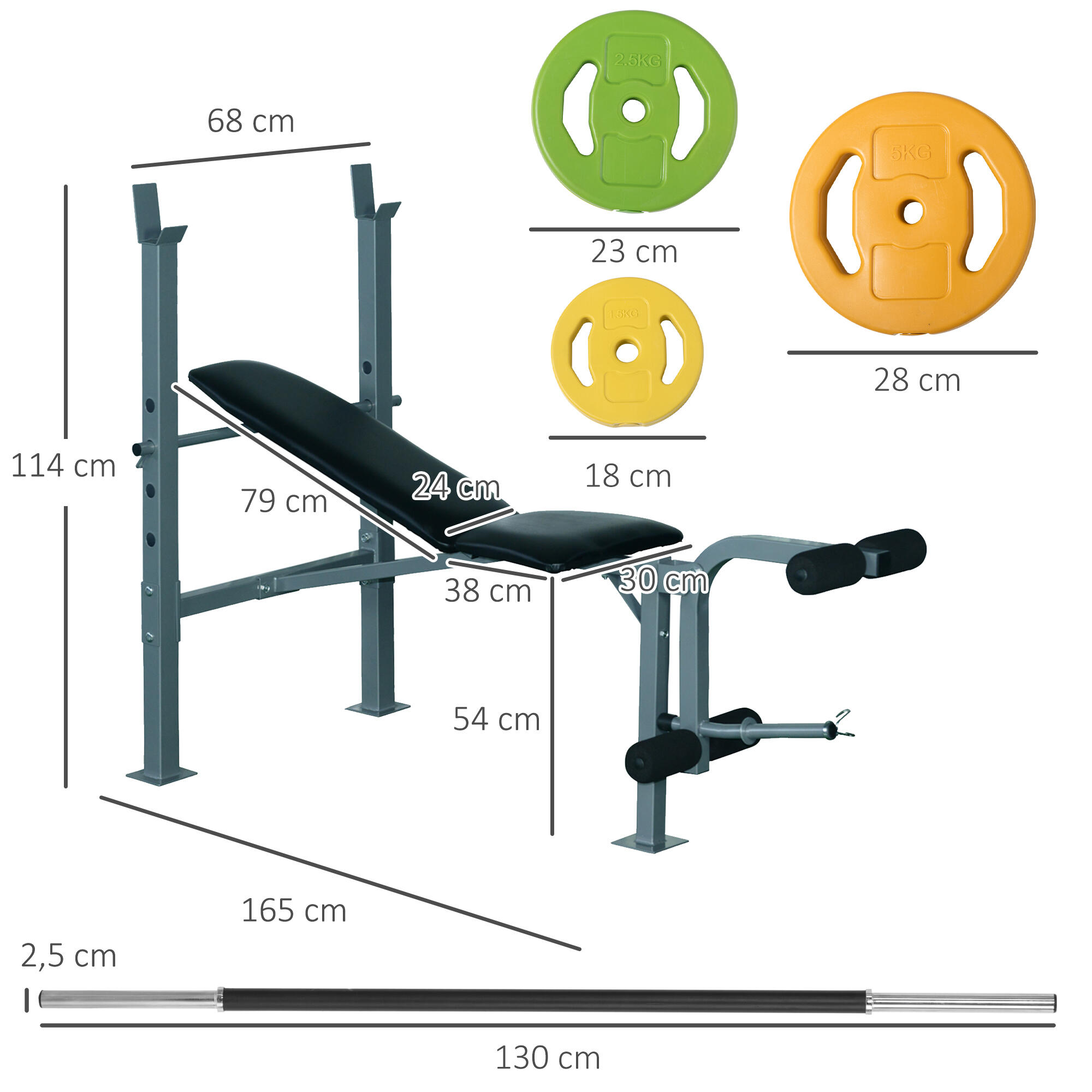 Conjunto de Deporte HOMCOM 165x68x114 cm Multicolor 3/7
