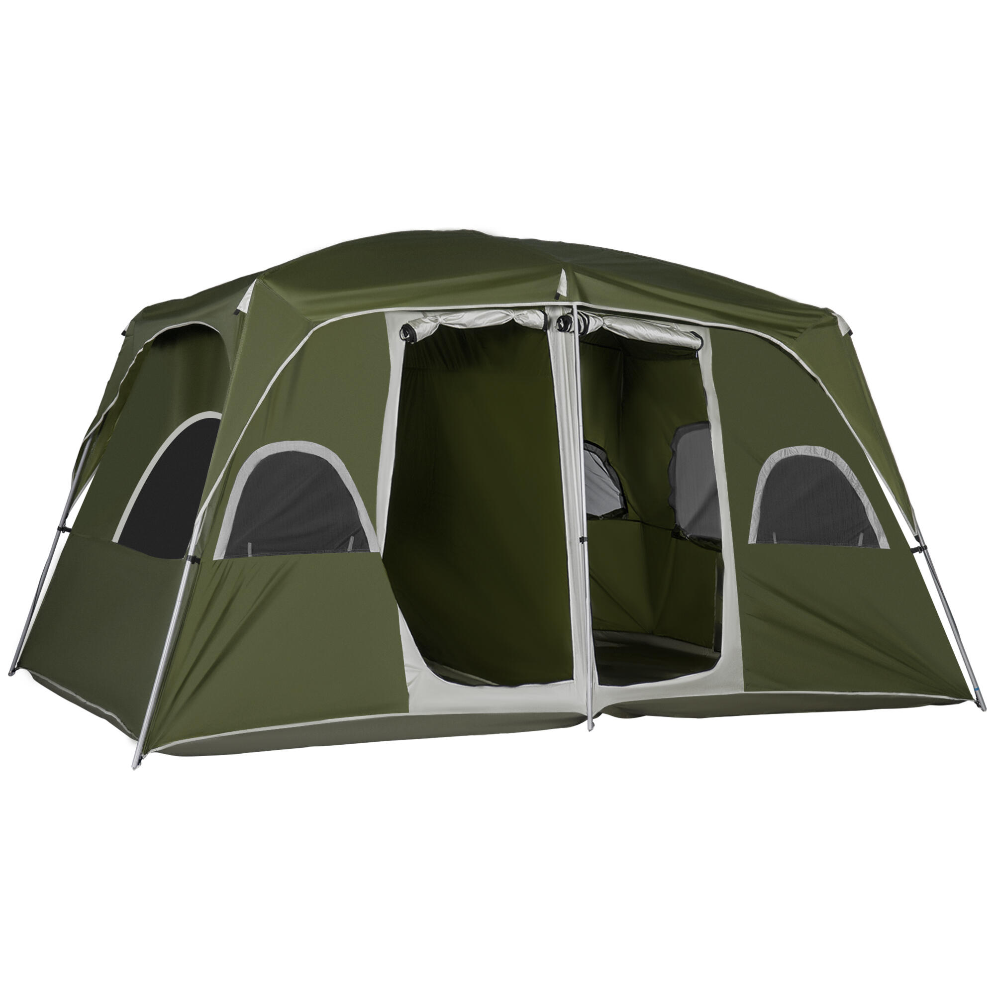 Tenda de campismo familiar 400x275x210 cm verde Outsunny