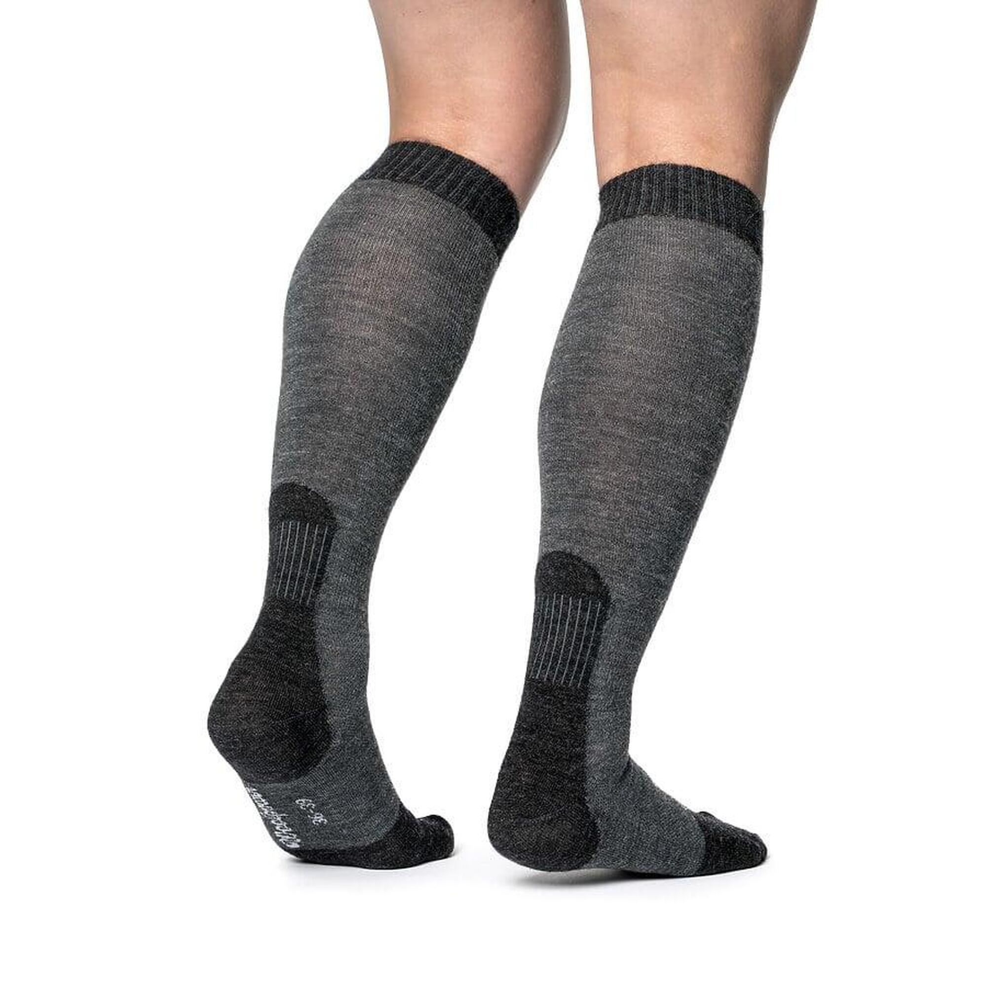 Woolpower Chaussettes Skilled Liner Mi-mollet - Gris Foncé/Gris