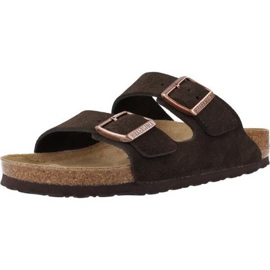 Sandalias Hombre Birkenstock Arizona Suede Leather Marron